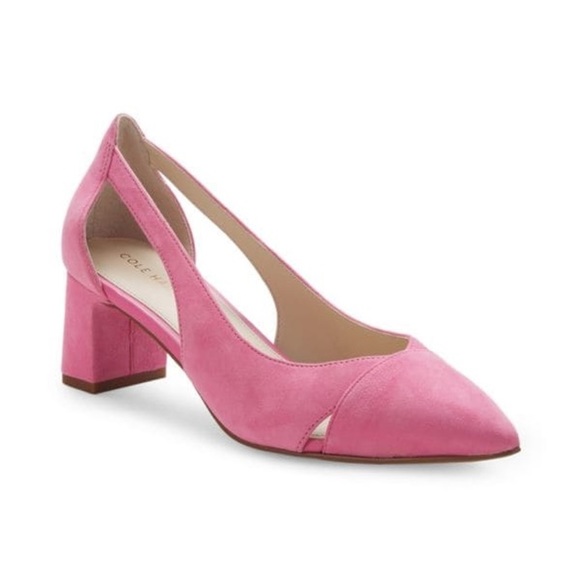 Cole Haan Caia Suede Block Heel Pumps Fuchsia - Picture 1 of 6